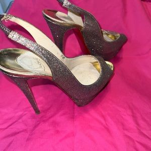 Sz 41 Authentic Christian Louboutin Lady Glitter Slingback